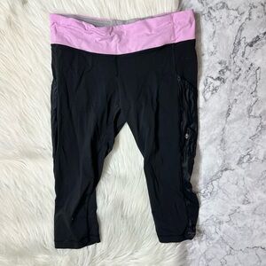 Lululemon Cut The Crop Legging Athletic Low Rise Pants Black Pink Women’s 8